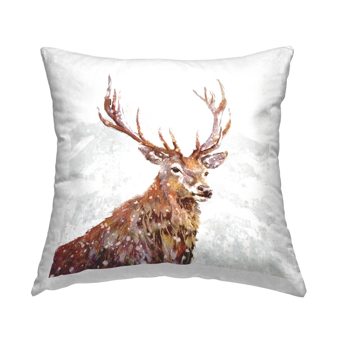 Stupell Industries Deer Portrait Snowy Mountain Scene Throw Pillow